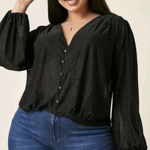 Black Shimmer Glitter Blouse *Last Chance*